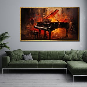 Colorful Piano Painting, Music Framed Wall Art, Piano Wall Decor, Musical Instruments Poster, Ready To Hang Decor, Musician Canvas Print Art