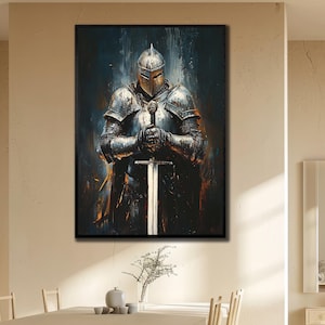 Spartan Warrior Canvas, Knight Warriors Wall Art, Man Cave Wall Decor, Warrior Poster, Ready To Hang,Spartan Wall Decor, Spartan Wall Canvas