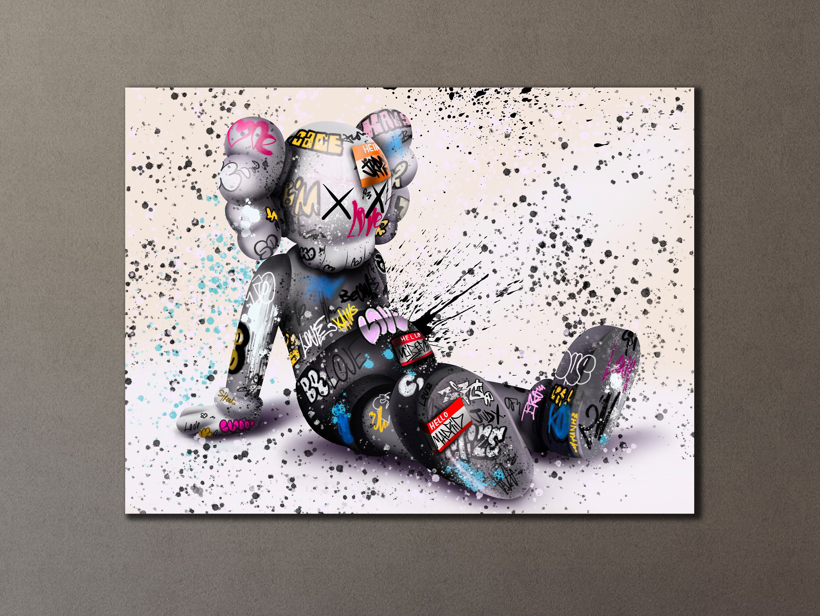 Pop Art Anime Bear Kaws Canvas Print: Modern, Vibrant Wall Decor