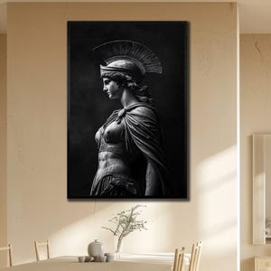 Greek Woman Warrior Canvas, Spartan Warrior Painting, Knight Warriors Wall Art, Feminine Strength Decor, Warrior Poster, Girls Room Decor,