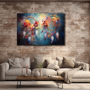 Dreamcatcher Canvas, Boho Dreamcatcher Wall Art, Ethnic Wall Decor, Print On Canvas, Office Decor, Spiritual Home Decor, Hippie Style Art