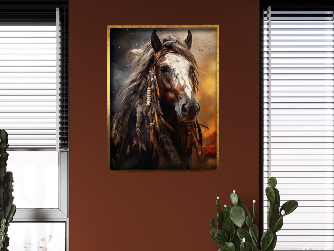 Native American Horse Warrior Canvas Print: Ethnic Wall Art - Etsy