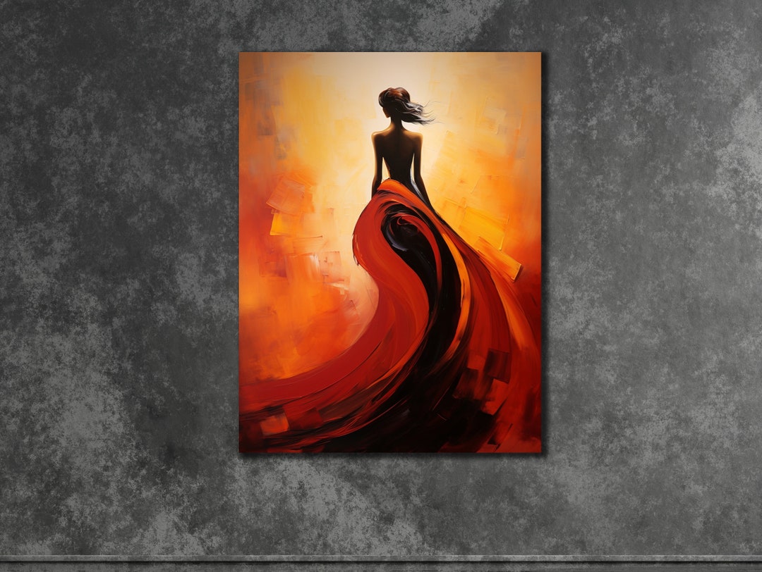 Woman in Red Dress Canvas Printing, Sexy Woman Wall Art, Dancing Wall ...