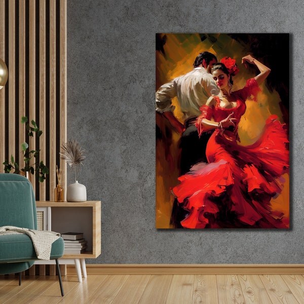 Paar canvas afdrukken, danser vrouw kunst aan de muur, dansende muur decor, print op canvas, huis- en kantoordecoratie, Spaanse stijl Flamenco kunst