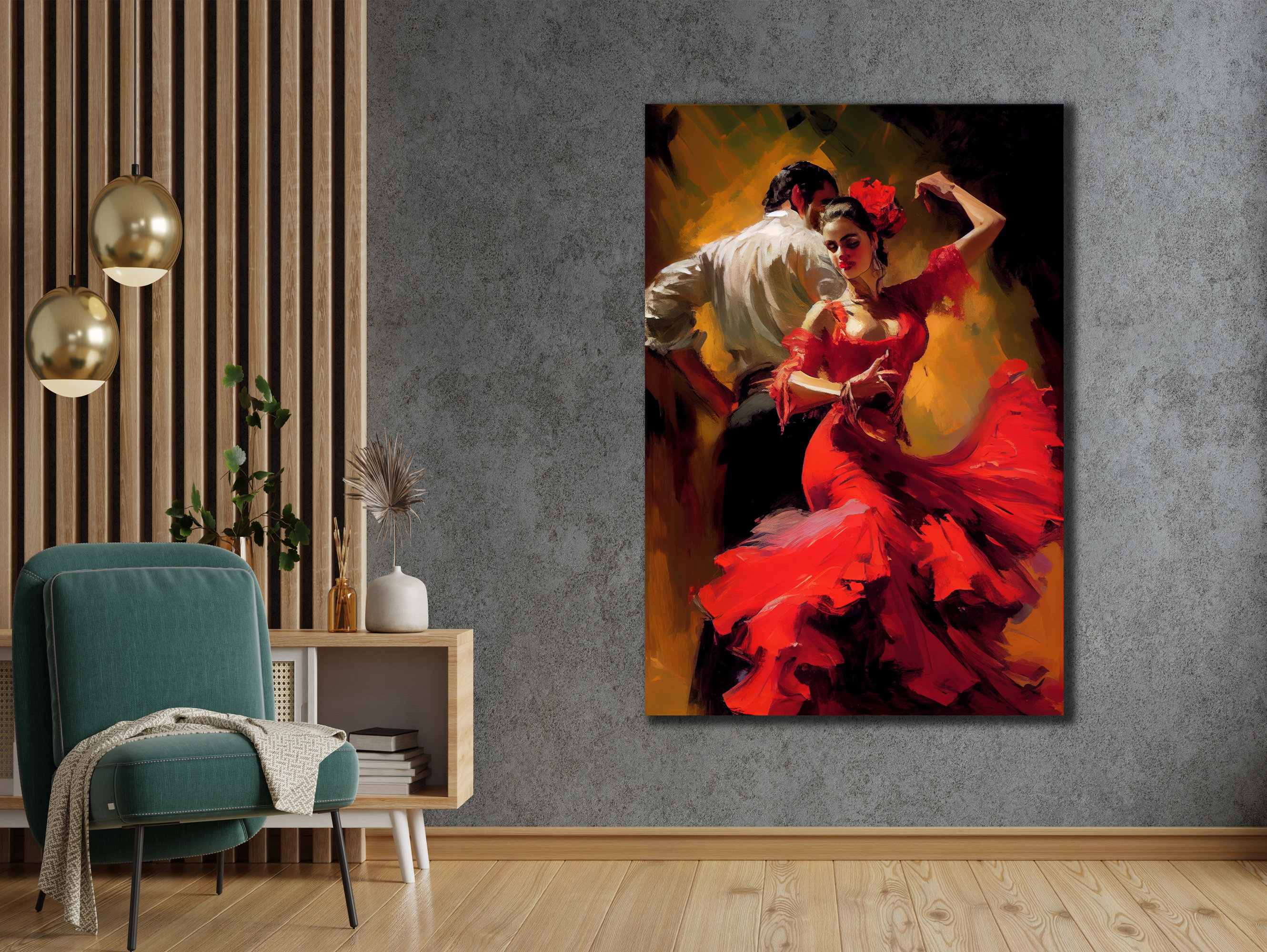 Paar Leinwanddruck, Tänzerin Frau Wandkunst, Tanzendes Wanddekor, Druck auf Leinwand, Haus und Büro Dekoration, Spanischer Stil Flamenco Kunst