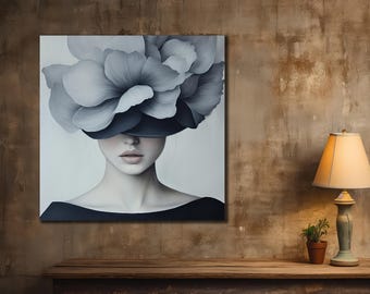 Floral Woman Portrait Canvas: Ready To Hang Wall Art