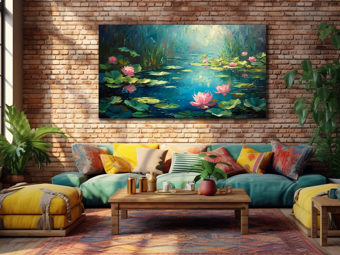 Pink Lotus Flower Painting, Acrylic Lotus Print Wall Art, Lotus Flower ...