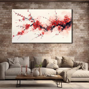 Japanese Cherry Blossom Canvas, Sakura Blossoms Wall Decor, Print on Canvas, Japanese Wall Art, Wall Hanging, Nature Art, Spring Home Decor