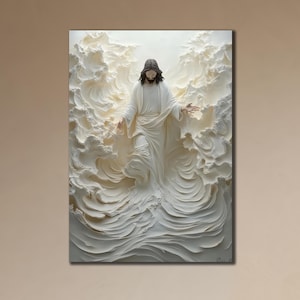Jesus Canvas Print Art,Jesus Walking on Water Wall Art, Christian Gift Ideas, Religious Print Art, 3d Jesus Canvas Art, Spiritual Wall Decor