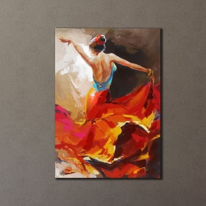 Flamenco Canvas Printing, Dancer Woman Wall Art, Dancing Wall Decor, Print On Canvas, Home and Office Decoration, Spain Style Flamenco Art