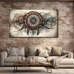 Dreamcatcher Canvas, Boho Dreamcatcher Wall Art, Ethnic Wall Decor, Print On Canvas, Office Decor, Spiritual Home Decor, Hippie Style Art