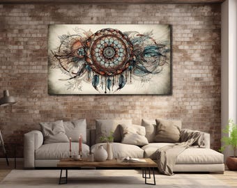 Boho Dreamcatcher Canvas Print: Ethnic Home Decor
