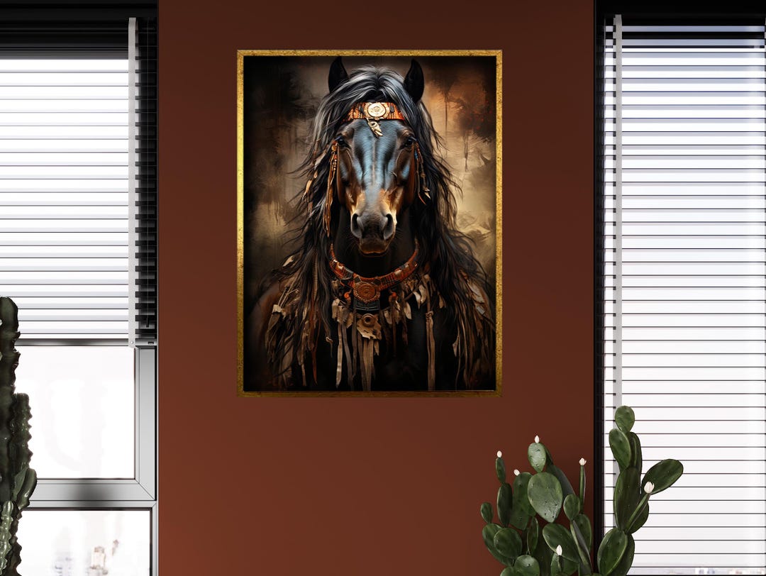 Native American Horse Warrior Canvas Print: Ethnic Wall Art - Etsy