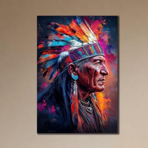 American Indian Man Poster, Ethnic Prints Wall Decor, Native Canvas Wall Art, Home Decorative Canvas, Gift For Her, Warrior Girl Artwork