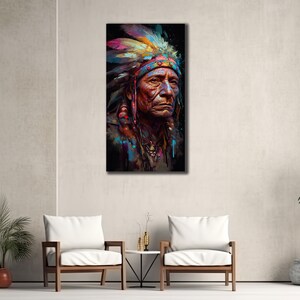 American Indian Man Canvas, Ethnic Print Wall Decor, Native Canvas Wall Art, Home Decorative Canvas, Gift For Her, Warrior Man Art Poster