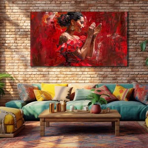 Flamenco Canvas Printing, Dancer Woman Wall Art, Dancing Wall Decor, Print On Canvas, Home and Office Decoration, Spain Style Flamenco Art