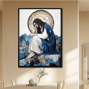 Jesus Canvas Print Art, Elegant Jesus Wall Art, Christian Gift Ideas, Religious Print Art, 3d Jesus Canvas Art, Luxury Spiritual Wall Decor