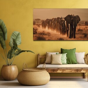 Elephants Family Canvas Painting Art, Animals African Wall Decor,  Wall Art, Modern Print Art, Herd of Elephants Poster, Wall Hanging Canvas