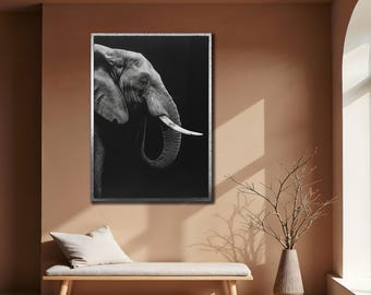 Black ElephantCanvas Painting: Safari Home Wall Decor,African Wildlife Poster