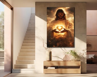 Sacred Heart of Jesus Canvas Art: Elegant Religious Wall Decor