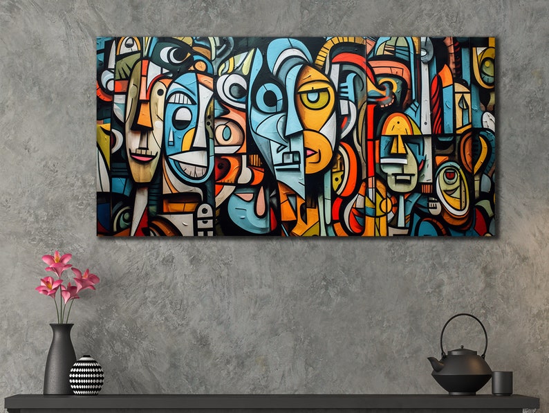 Abstract Faces Cubism Canvas Print, Cubism Painting Wall Art, Cubism