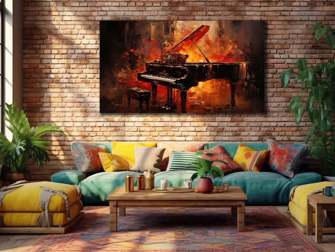 Vintage Piano Painting Canvas, Music Wall Art, Piano Wall Decor ...