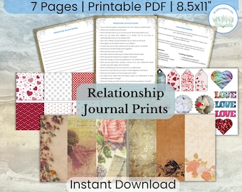 Relationship Journal Prompts: Scrapbook Paper & Writing (PDF Download)