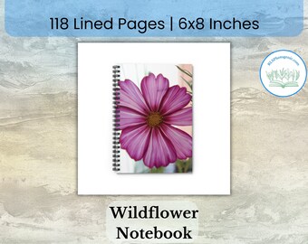 Pink Flowerful Cover | Wildflower Spiral Bound Notebook  | Lined Pages