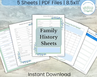 Family History Printable Sheets | Family Tree Ancestry Forms | Genealogy Record Sheets | Organize Family Tree