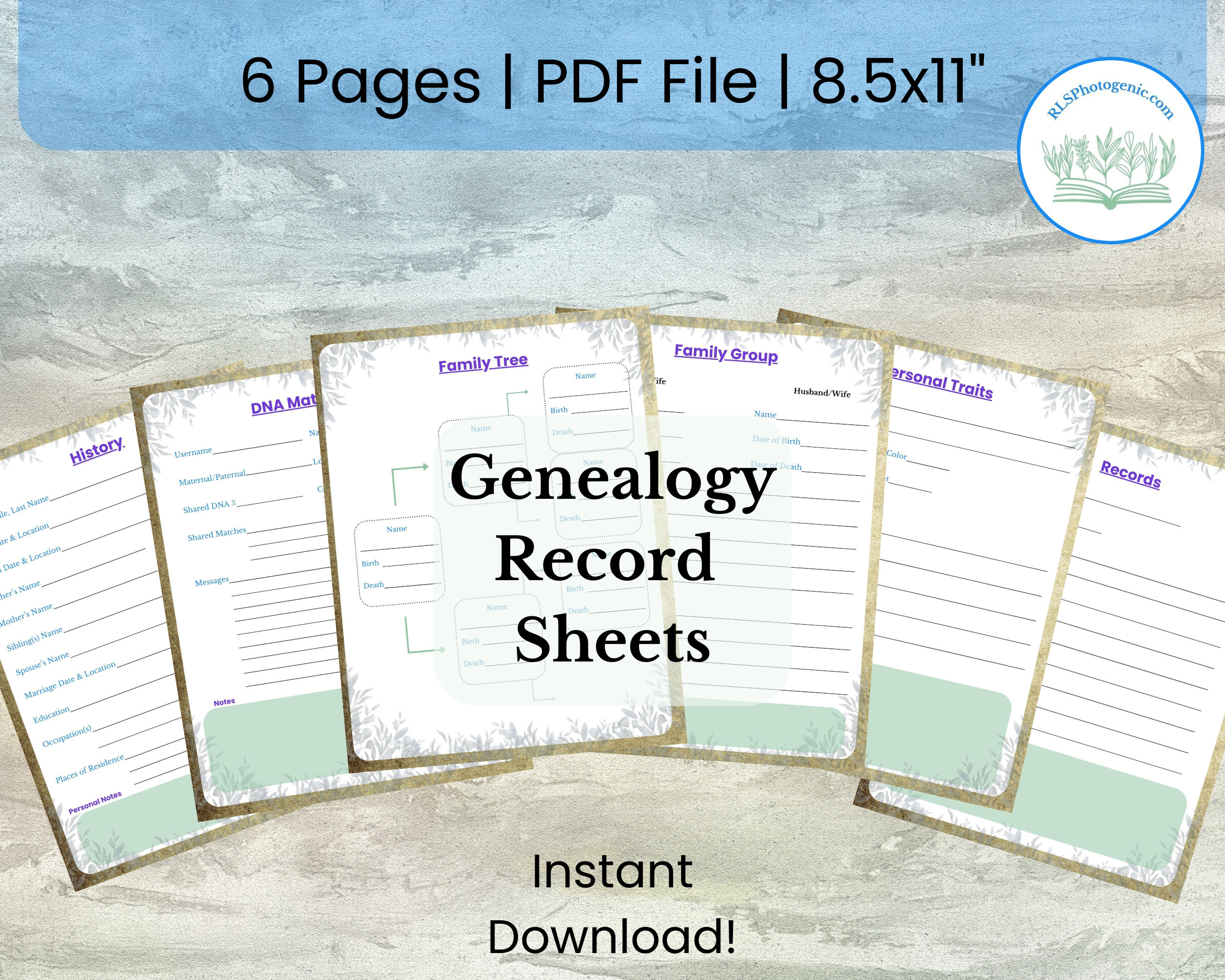 Genealogy Record Sheets Family Tree Research Ancestry Printable ...
