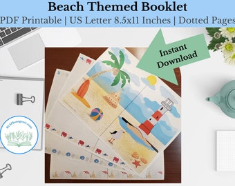 Beach Themed Printable Booklet | Vacation Journal | Dotted Pages