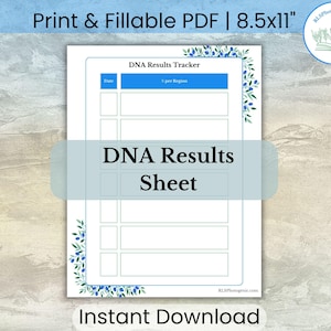 Ethnicity DNA Results Tracker | DNA Testing | Printable Fillable PDFs | Ancestry DNA Kit Ethnicity