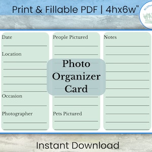 Fotoorganizerkaart | Verdeelkaarten fotodoos | Fotolabels | Afdrukbare sjabloon