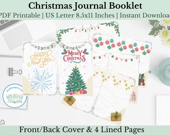 Christmas Printable Journal Booklet | Holiday Craft Paper | Junk Journal Materials