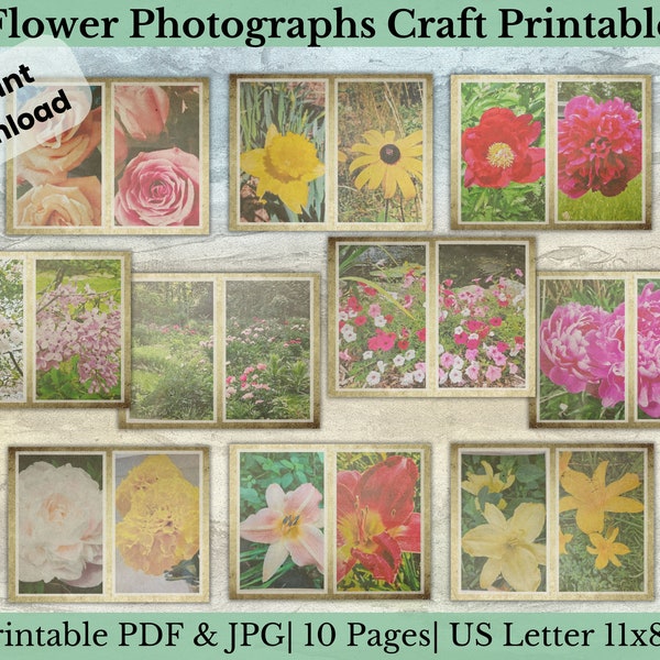 Flower Photographs Junk Journaling Printable | Wildflower Journal Kit | Floral Scrapbook Pages | Card Making | Papercrafted Ephemera