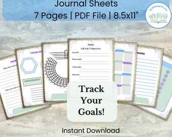 Goal Tracking Journal Printable Fillable Sheets | Habit Tracker | Goal Setting Pages Bundle