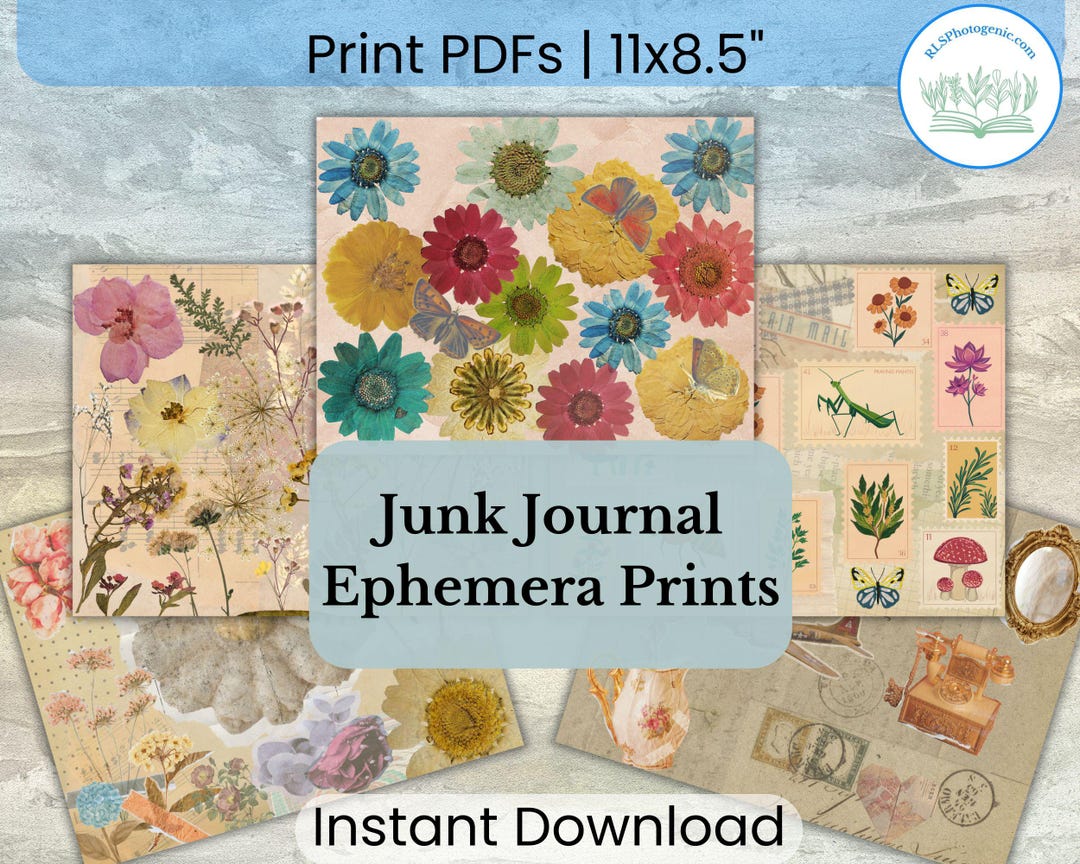Junk Journal Ephemera Printable PDF Pages | Pressed Wild Flowers ...
