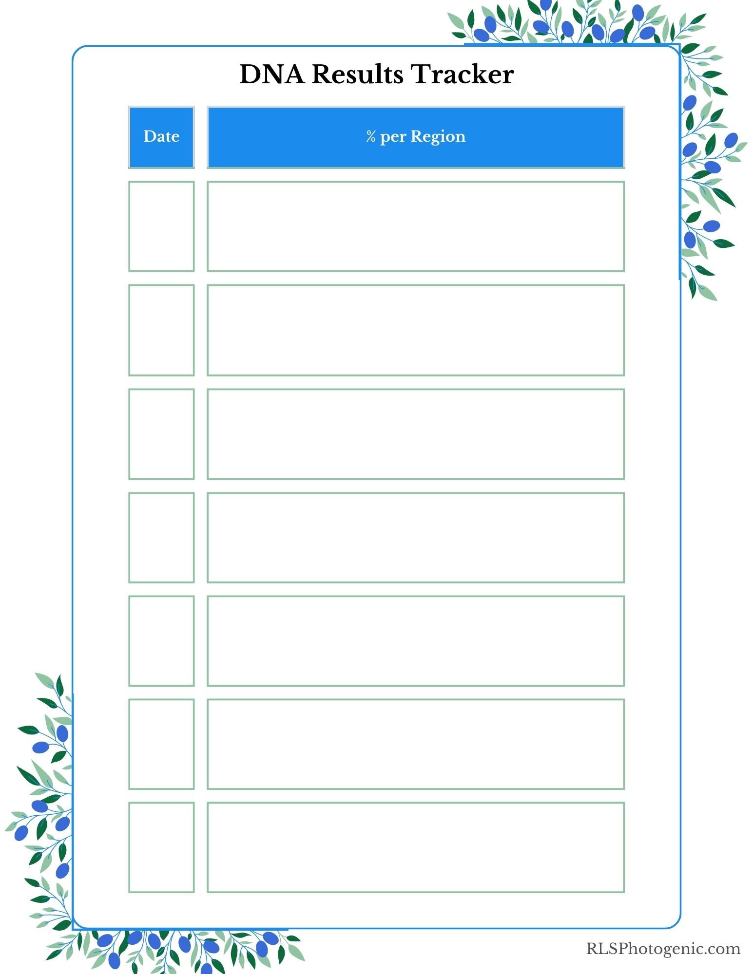 Ethnicity DNA Results Tracker | DNA Testing | Printable Fillable Pdfs ...