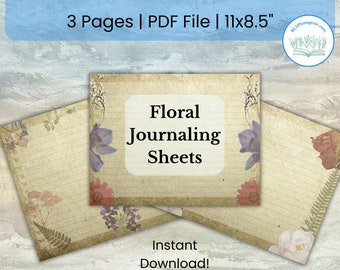 Floral Vintage Junk Journal Printable Sheets
