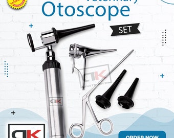 Veterinary Operating Otoscope With Nasal Speculum Aligator Forcep Set New CE