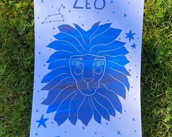 Leo Zodiac Art Print, Star Sign Horoscope Astrology Tarot Card Witchy Gift Ideas
