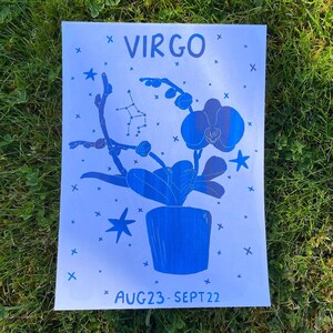 Stampa artistica dello zodiaco della Vergine, segno zodiacale, oroscopo, astrologia, tarocchi, idee regalo stregonesche
