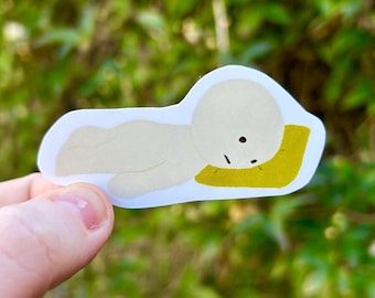 Pegatina de vinilo Sleepy Smiski: Calcomanía troquelada hecha a mano