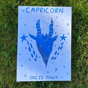 Steenbok Zodiac Art Print, sterrenbeeld horoscoop astrologie tarotkaart cadeau-ideeën voor heksen