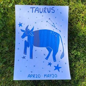 Stier Zodiac Art Print, sterrenbeeld horoscoop astrologie Tarotkaart Heksencadeau-ideeën