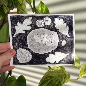 Gemütlicher Igel Print, Herbst Natur Liebhaber Geschenkideen