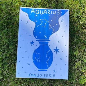 Stampa artistica dello zodiaco Acquario, segno zodiacale, oroscopo, astrologia, tarocchi, idee regalo stregonesche