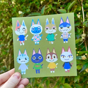 ACNH Cute Cat Villagers, cartolina artistica da collezione, illustrazione, decorazione da parete, regalo per giocatori