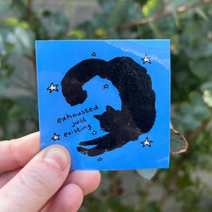 Sticker chat épuisé juste existant, amoureux des chats noirs, idée cadeau pour journal