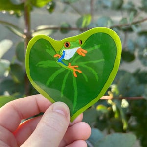 Sticker feuille rainette, amoureux de la nature grenouille, autocollants mignons, carnet de notes